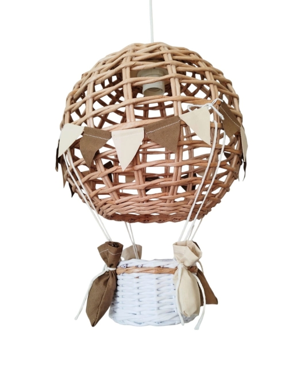 lampa balon natur brąz len koshykove