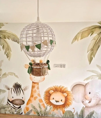 lampa balon biały natur oliwka