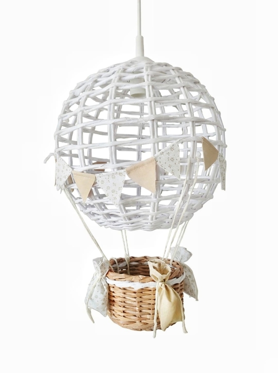 Lampa balon biały+len/kwiatki
