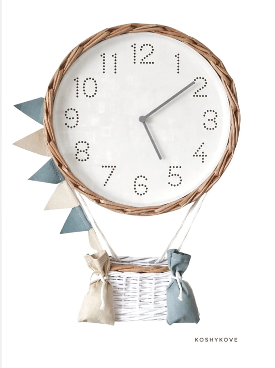 Zegar balon wiklinowy szałwia