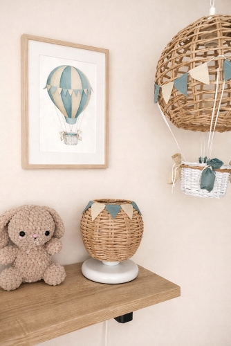 lampka nocna wiklina szałwia