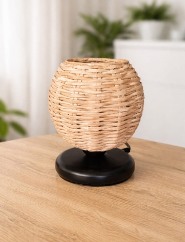 lampka nocna wiklinowa natur czarny